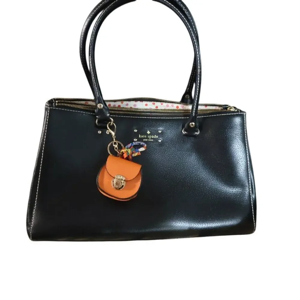 Bag Keychain Bag Charm Change Pouch Coin Purse Push Lock Clasp Orange Feminine
